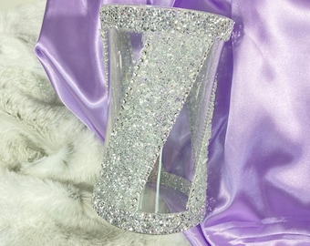 Silver Crushed Glass & Rhinestone Vase