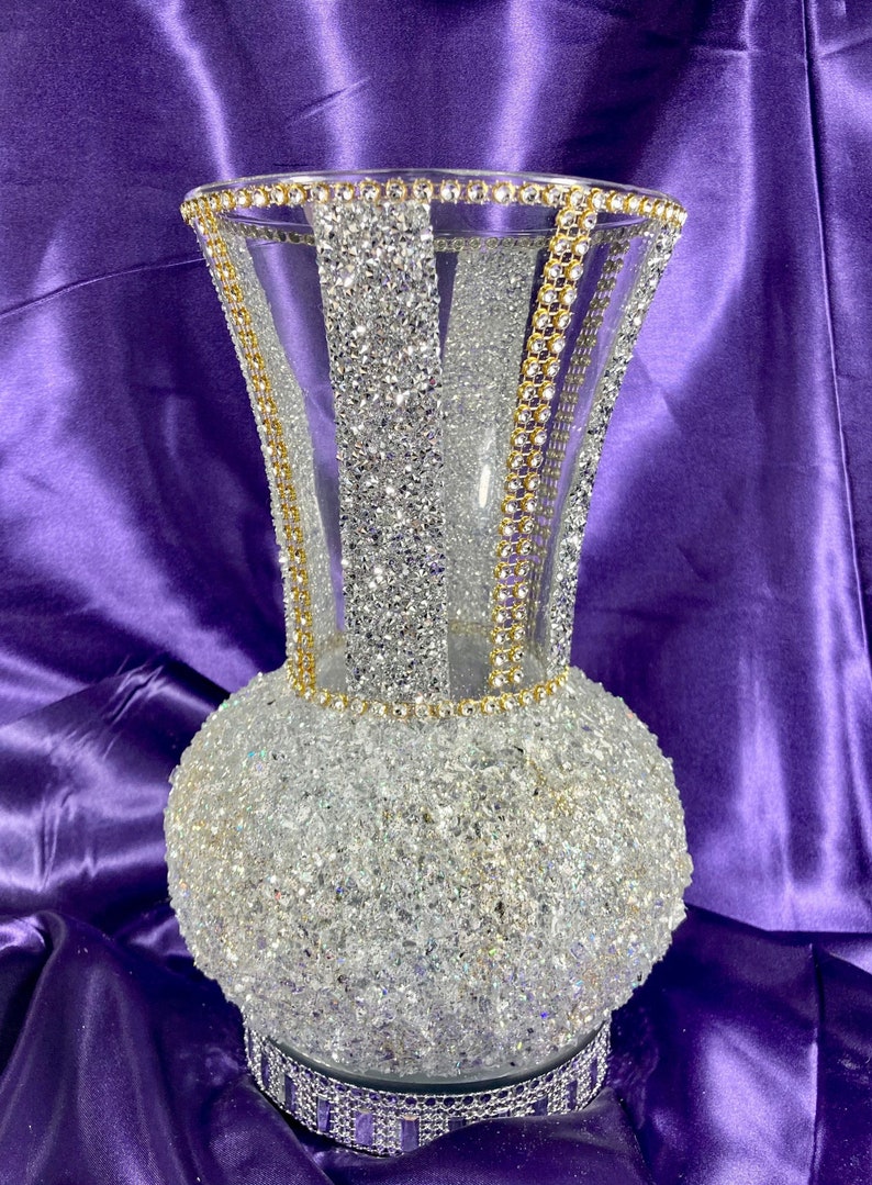 Silver & Gold Bling Decor Vase Gold Accent Decor Silver Etsy