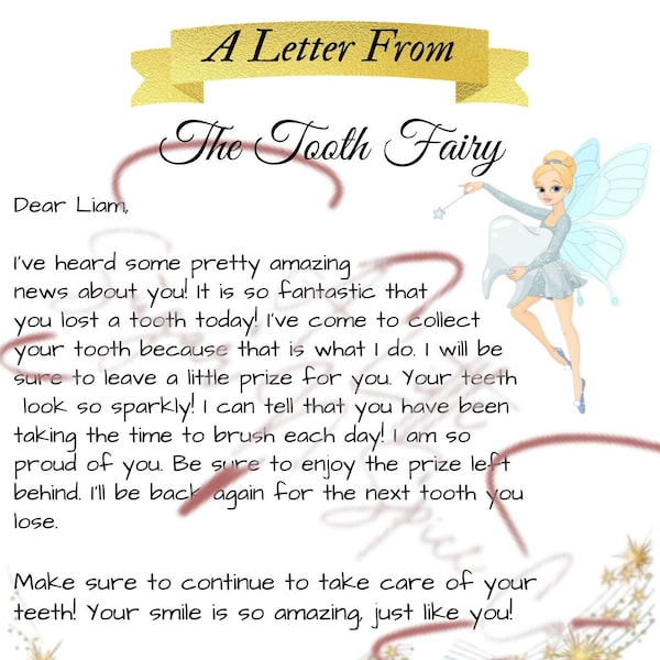Tooth Fairy Letter Instant Download-Editable