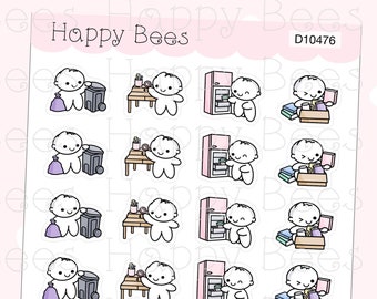 Decluttering Doodles - Cute Chores Cleaning Planner Stickers D10476