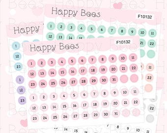 Mini Monthly Date Dots - Functional Cute Hobonichi Weeks Planner Stickers F10132