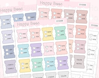 Mini Monthly Tabs Vol. 2 - Cute Functional Doodles Planner Stickers D10398