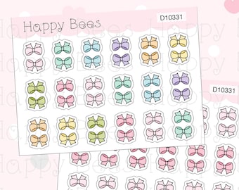 Mini Bow Tabs - Functional Cute Doodles Planner Stickers D10331