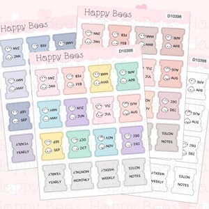 Mini-onglets mensuels Vol. 2 - Stickers fonctionnels mignons d'agenda de gribouillages D10398
