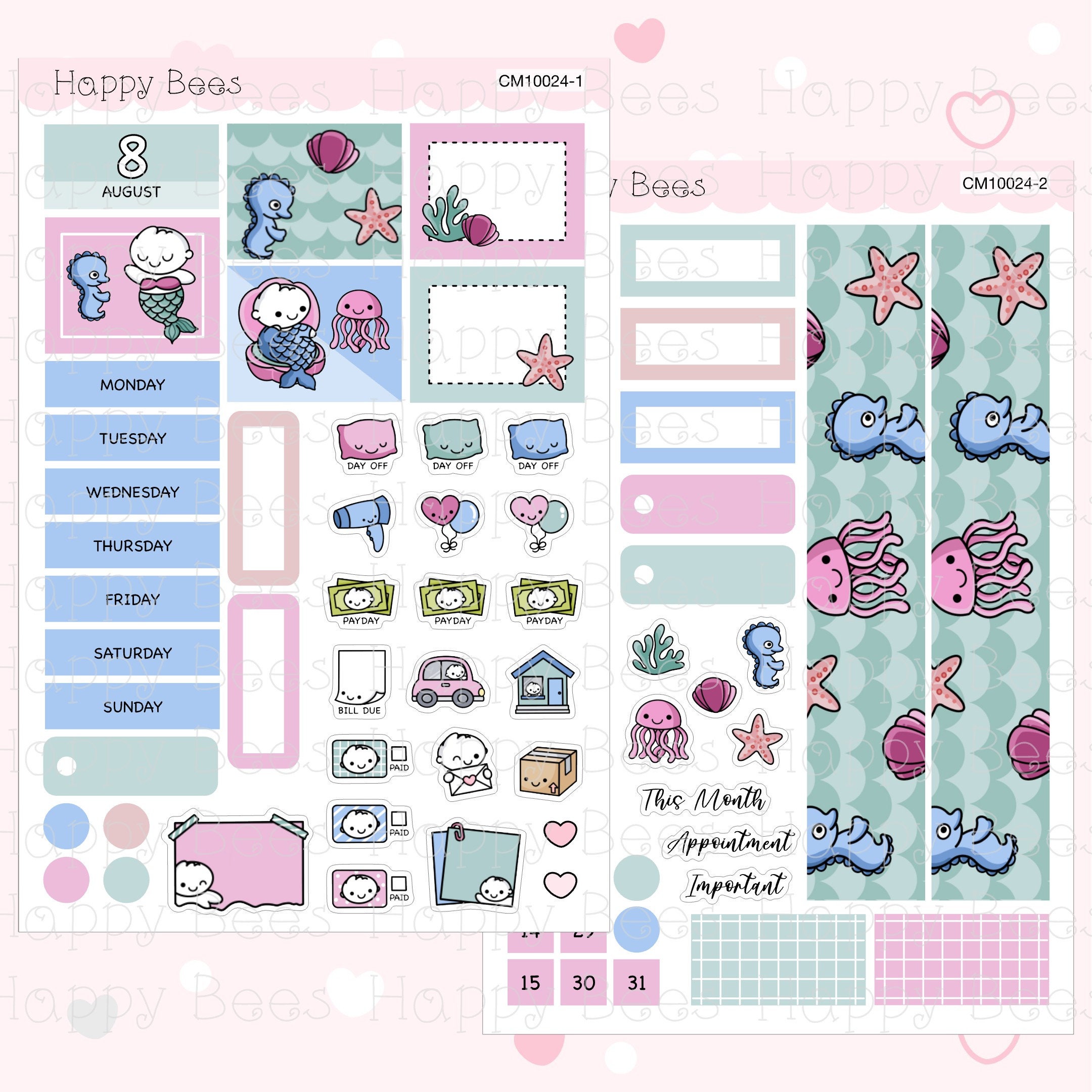 July to December - Hobonichi Cousin Monthly Planner Sticker Kit CM10023 ...