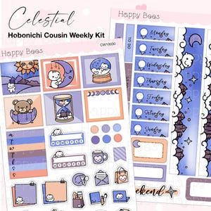 Celestial - Kit d'autocollants pour agenda hebdomadaire Cousin Hobonichi CW10030