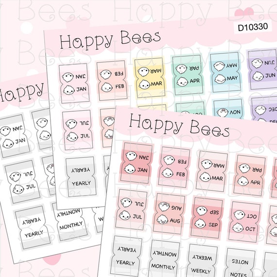 Mini monthly tabs functional cute doodles planner stickers etsy