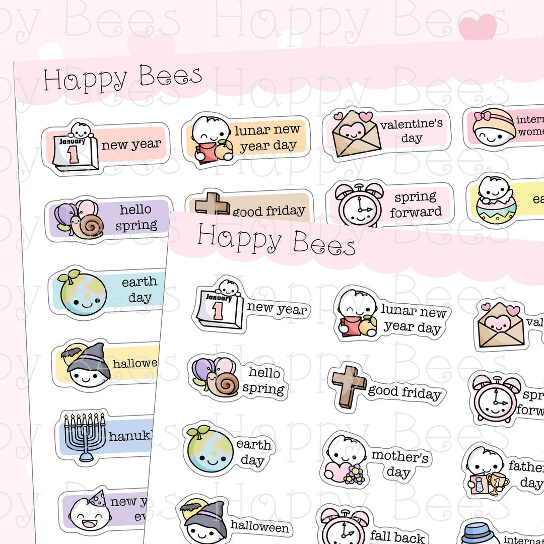 General Holidays - Cute Functional Doodles Planner Stickers D10649 - Etsy