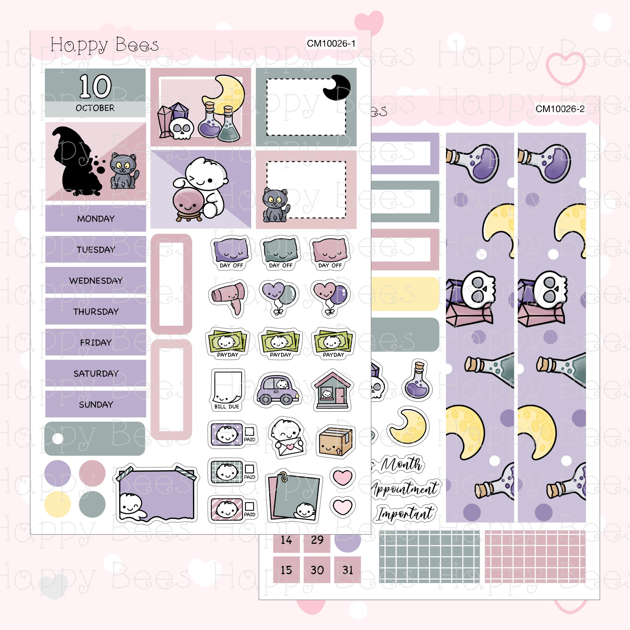 July to December - Hobonichi Cousin Monthly Planner Sticker Kit CM10023 ...