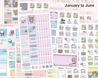 January to June - Hobonichi Weeks Monthly Planner Sticker Kit Vol. 2 HM10073-78
