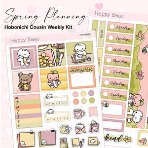 Spring Planning - Kit d'autocollants pour agenda hebdomadaire Hobonichi Cousin CW10029