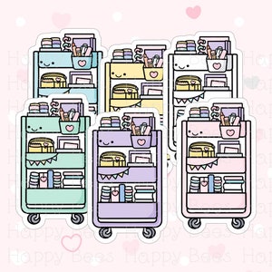 Planner Cart Die Cut Doodles - Cute Bullet Journal Planner Stickers DC10009