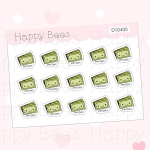 Mini gribouillis sur salaire - Stickers financiers mignons pour planificateur D10405
