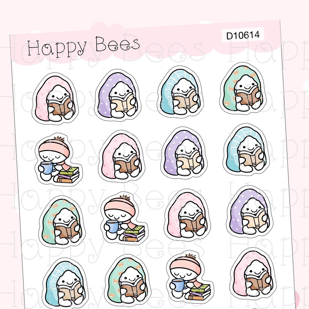 Cozy Reading Doodles Cute Book Planner Stickers D10614 - Etsy