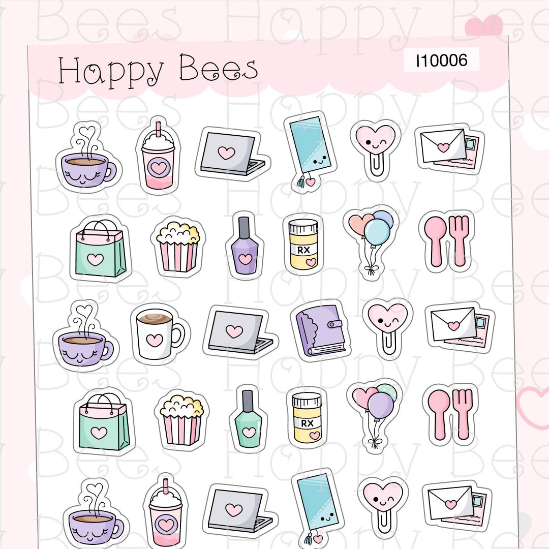 Mini Everyday Icons - Functional Cute Doodles Planner Stickers I10006 ...