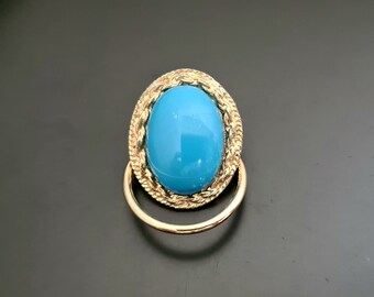 Vintage Small Blue Acrylic Stone Gold Tone Framed Scarf Clip