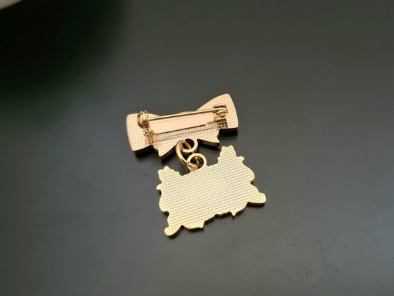 Vintage Bow Dangle Enamel Heraldic Lion Small Pin… - image 3