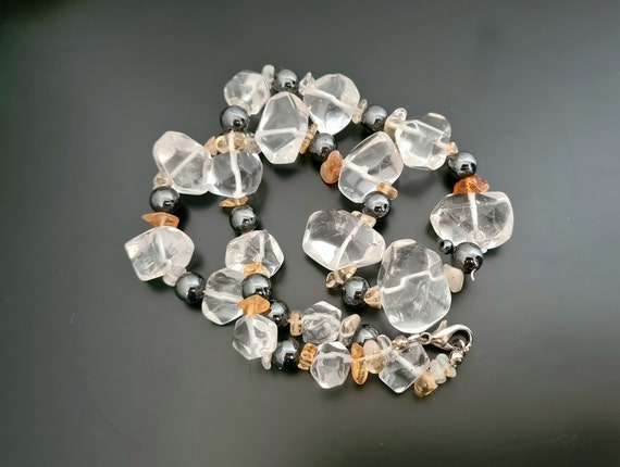 Vintage Graduated Clear Rock Quartz Chunky Neckla… - image 5