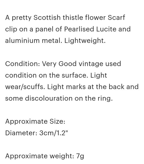 Vintage Scottish Thistle on Pearlised Lucite Roun… - image 9