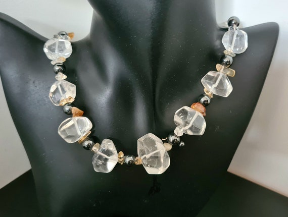 Vintage Graduated Clear Rock Quartz Chunky Neckla… - image 9