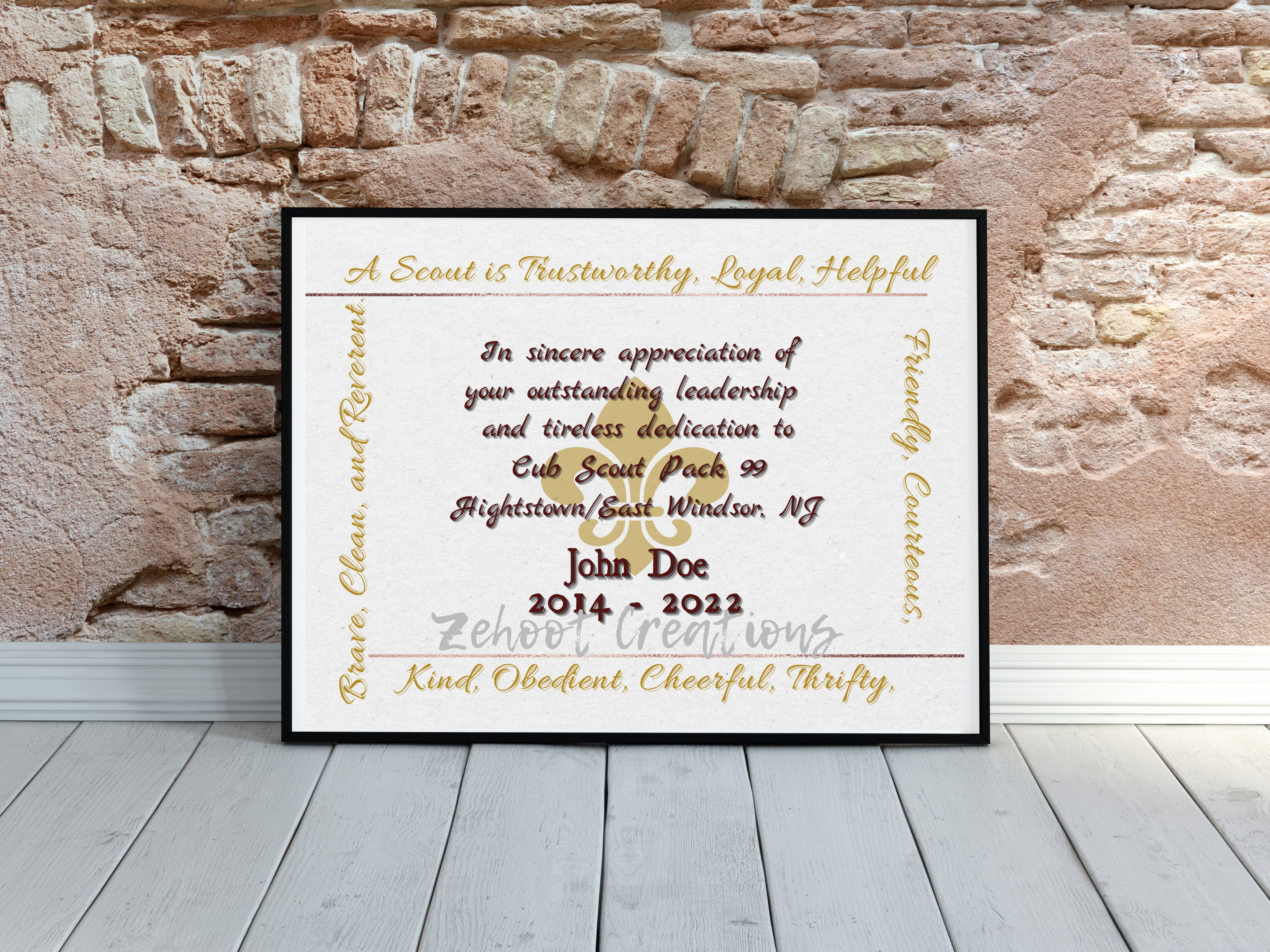 Scout Leader Appreciation Certificate Printable BSA Leader Award Scout