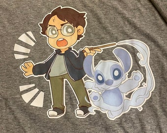 Stitch Patronus and Wizard T-shirt Unisex Tee Shirt Harry Expecto Patronum Wand Spell Magic Disney School Mashup