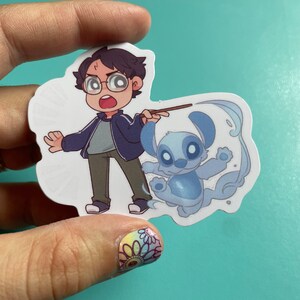 Stitch and Wizard Sticker 3" Vinyl Patronus Harry Expecto Patronum Wand Spell Magic Disney School Mashup