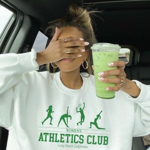 WOMEN'S ATHLETIC CLUB Crewneck in White, Aesthetic Unisex Heavy Cotton Pullover Sweatshirt