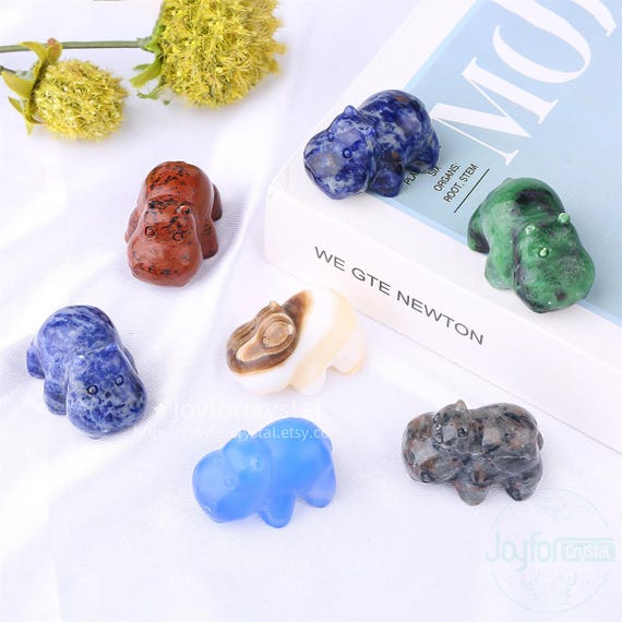 1.3‘’ Mini Hippo Quartz Statue: Spiritual Healing Crystal Figurines, Small Totem Collectible