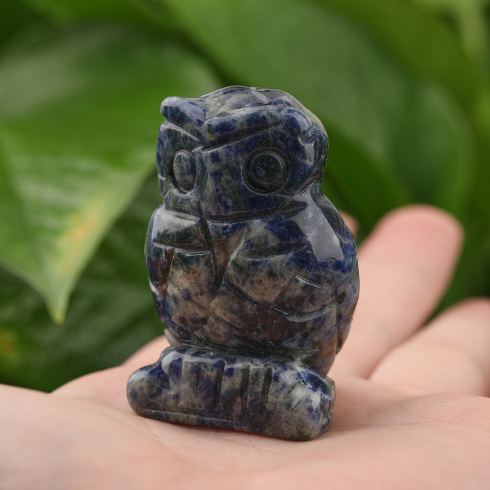 Crystal Owl Carving: Gemstone Animal Figurine (2.0'')