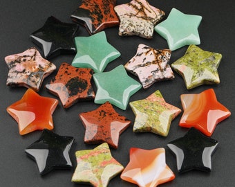 Carved Gemstone Star Decoration: 1.2" Crystal Beaded Charm