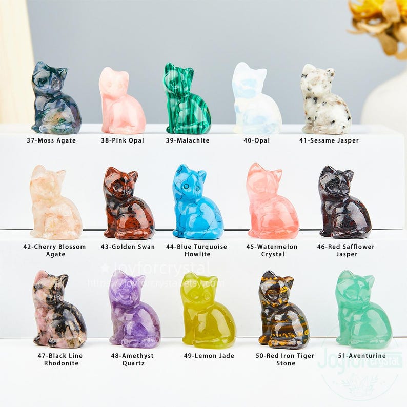 Estatueta de gato em cristal esculpido à mão: Pedra de bolso de 3 cm, decoração espiritual. imagem 4