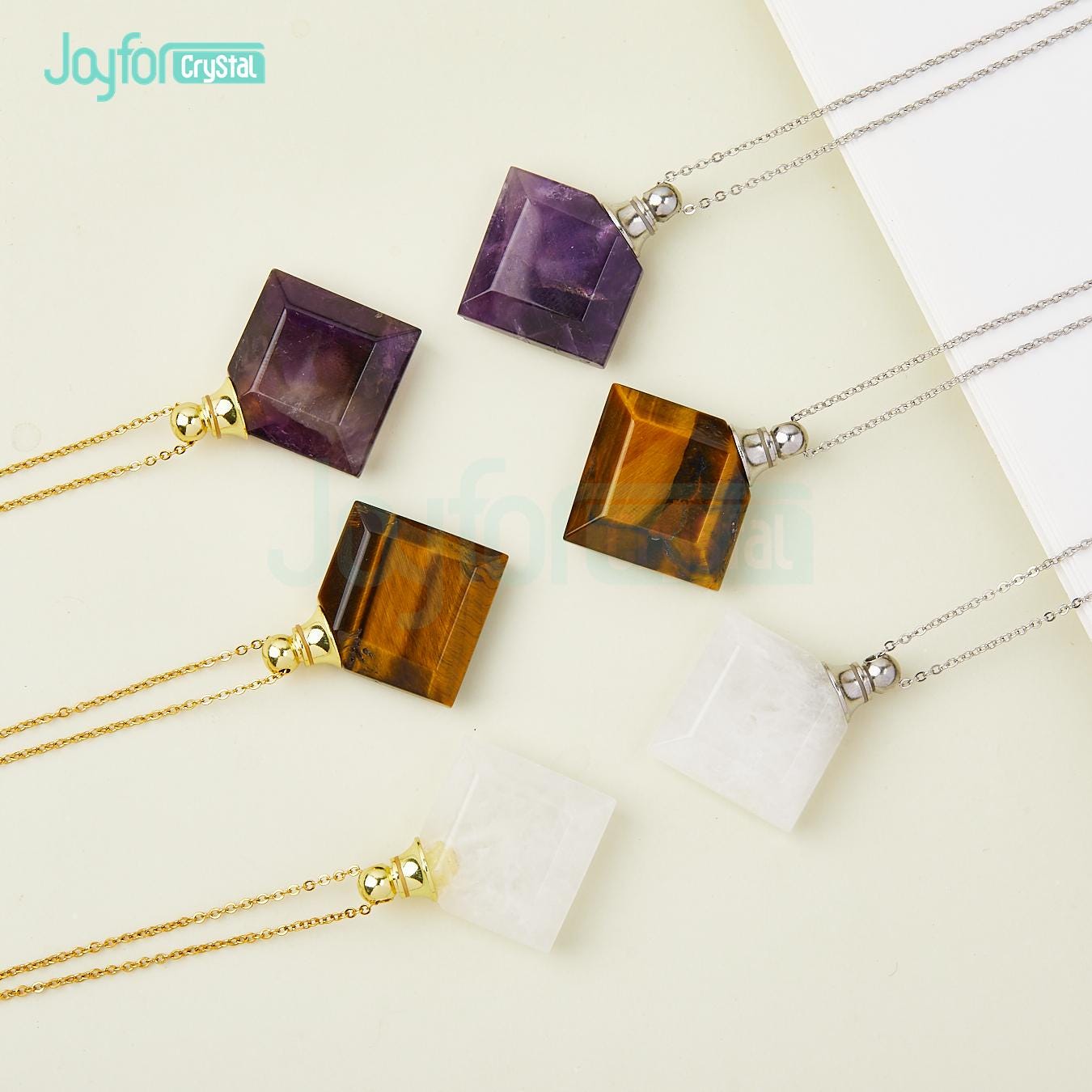 Handmade Crystal Perfume Bottle Necklace: Essential Oil Diffuser