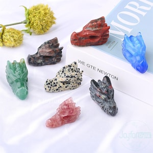 1.5&#39;&#39; Quartz Dragon Head Statue: Mystic Collectible Decor For Home/Party/Office