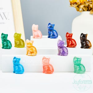 Hand Carved Crystal Cat Figurine: 1.2&quot; Pocket Stone, Spiritual Decor