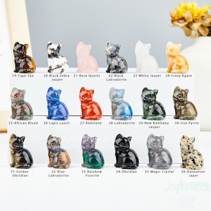手彫りクリスタル猫の置物：1.2インチポケットストーン、スピリチュアルな装飾