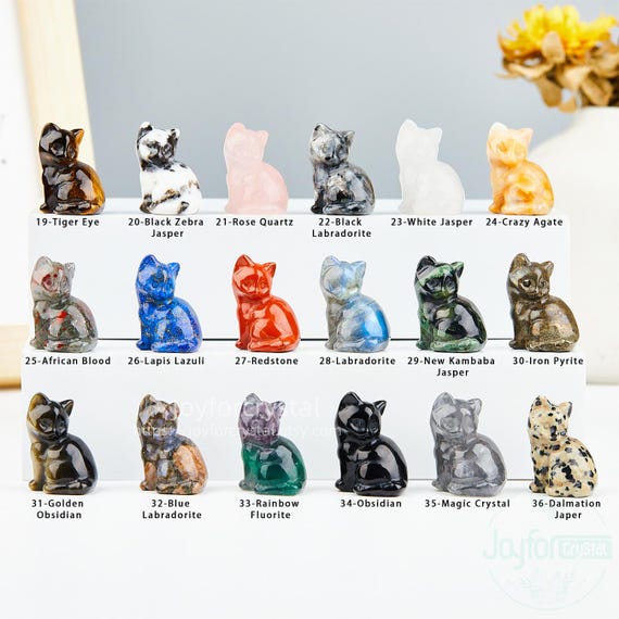 Hand Carved Crystal Cat Figurine: 1.2" Pocket Stone, Spiritual Decor