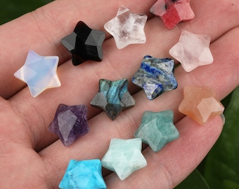 Carved Gemstone Star Charms: DIY Crystal Beads (0.6&quot;)