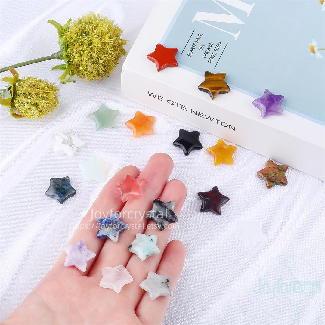 0.6'' Crystal Mini Star Figurine: Hand Carved Gemstone Healing Pocket ...