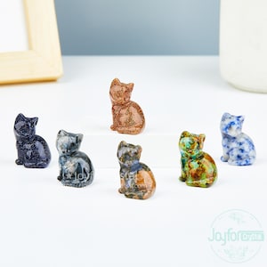 Estatueta de gato em cristal esculpido à mão: Pedra de bolso de 3 cm, decoração espiritual. imagem 7