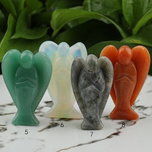 YOU PICK 3.0&#39;&#39; Carved Crystal Angel, Gemstone Angels, Home Deco Crystal Figurine, Praying Guardian, Pocket Stones, Spiritual Healing