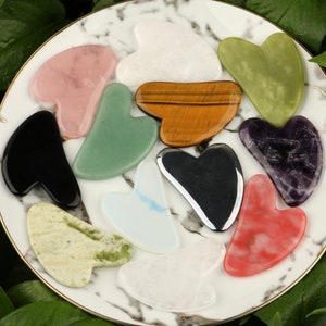 Crystal Gua Sha Tool, Jade Roller, Natural Stone Body and Facial Massage Tool, Scraping Plate,  Premium Gemstones, Skin Care Tool, 1 Piece