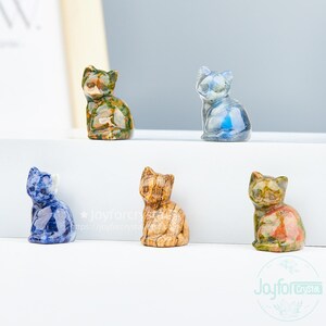 Estatueta de gato em cristal esculpido à mão: Pedra de bolso de 3 cm, decoração espiritual. imagem 9