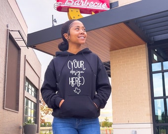 18500 Mockup | Black 18500 | Black Hoodie Model | Black Gildan Hoodie Mockup | Black Hoodie model mockup | Black Hoodie | G18500 Mockup