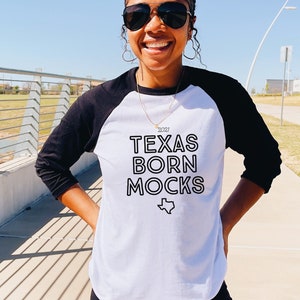 Bella Canvas Baseball Shirt | 3200 Mockup | Bella Canvas 3200 Mockup | Bella Canvas Black & White 3/4 Sleeve Baseball Shirt Mockup | Model