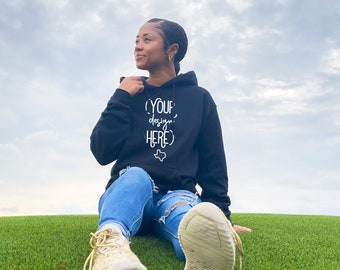 Gildan Black Hoodie Mockup | Black Hoodie Model | Black Gildan Hoodie Mockup | Black Hoodie model mockup | Black Hoodie | G18500 Mockup