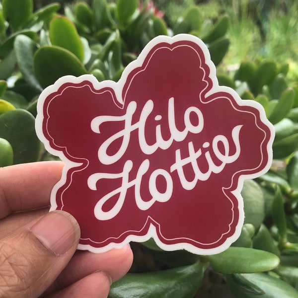 Hilo Hattie Parody Hilo Hottie red vinyl decal sticker Big Island Hawaii
