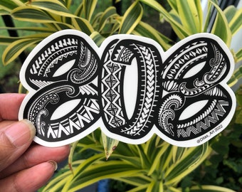 Hawaii 808 vinyl sticker Polynesian tattoo design