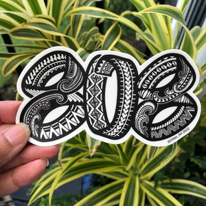 Hawaii 808 vinyl sticker Polynesian tattoo design