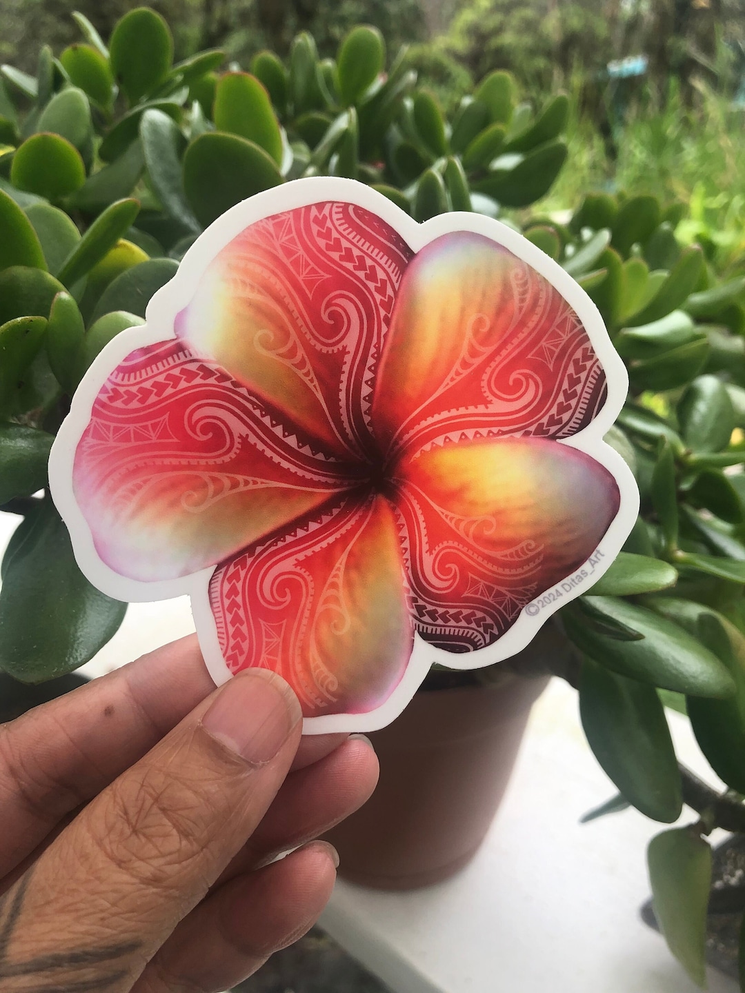 Plumeria Flower With Tribal Tattoo Polynesian Design - Etsy